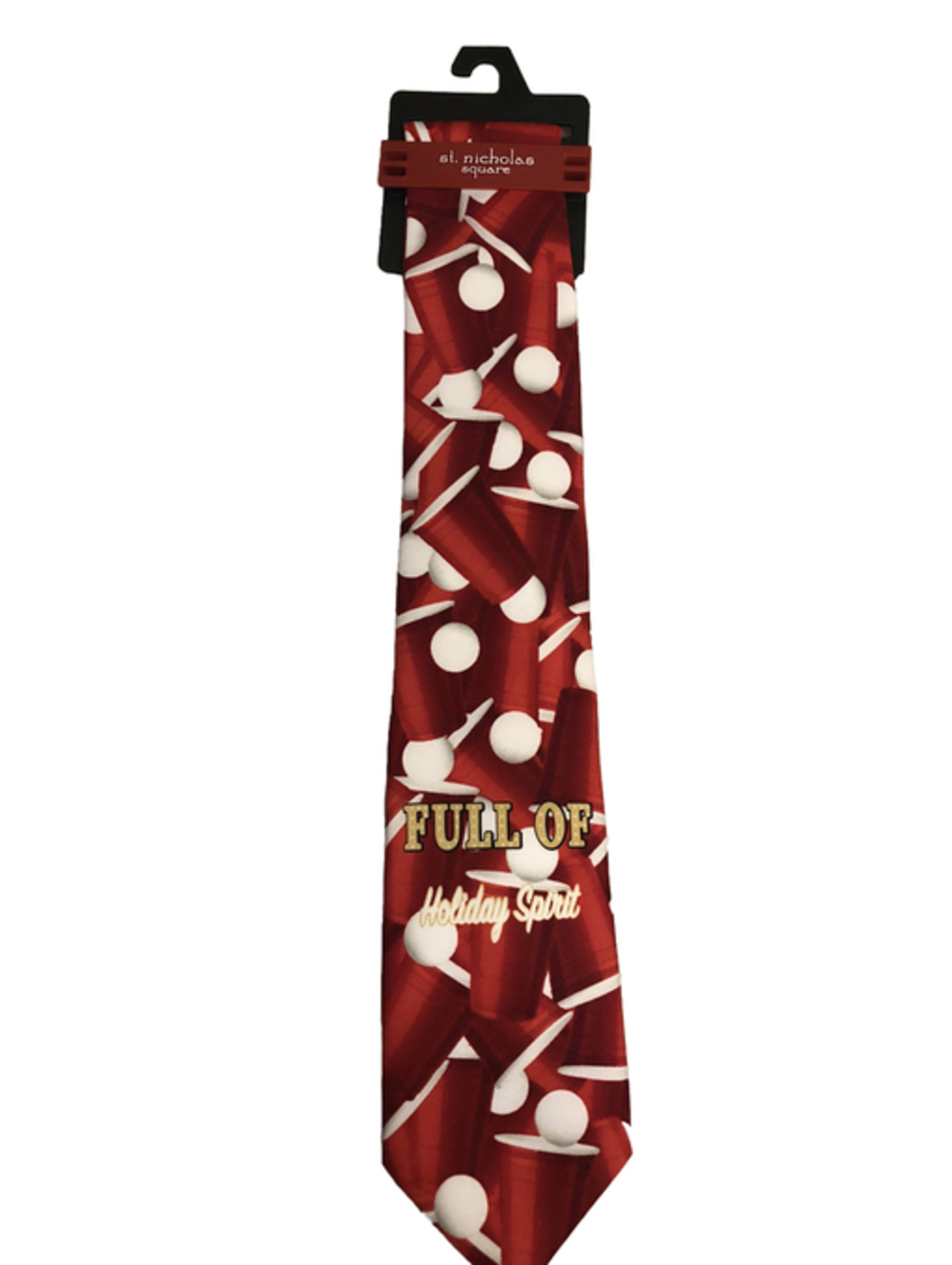 New St Nicholas Square Full of Holiday Spirit Red White Neck Tie Beer Pong Solo